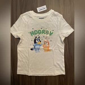 Old Navy Bluey Kids “Hooray”White Short Sleeve Tee size 5T-NWT